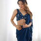 Lorenvalley Teal Faux Georgette Ready To Wear Sharara Saree with Full Stitched Blouse - Swadesiicart