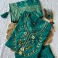 Lorenvalley Fashion Teal Roman Silk Hand Work Kurta Pant with Dupatta | Swadesiicart