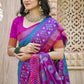 Anaita Teal Pochampally Silk Saree With Floral Printed Work With Blouse