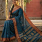 Anaita Teal Silk Woven Saree With Blouse