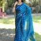 Anaita Teal Woven Design Pure Bandhej Silk Saree With Blouse