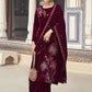 Jyoti Fashion Women's Maroon Velvet Resham Thread with Jari & Sequin Kurta with Trouser & Dupatta | Swadesiicart
