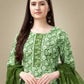Jyoti Fashion Women's Green Rayon Embroidery & Sequence work Kurta with Trouser & Dupatta | Swadesiicart