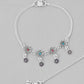 VOJ Set of 2 Silver Plated Flower Shaped Meenakari Anklet - Swadesiicart