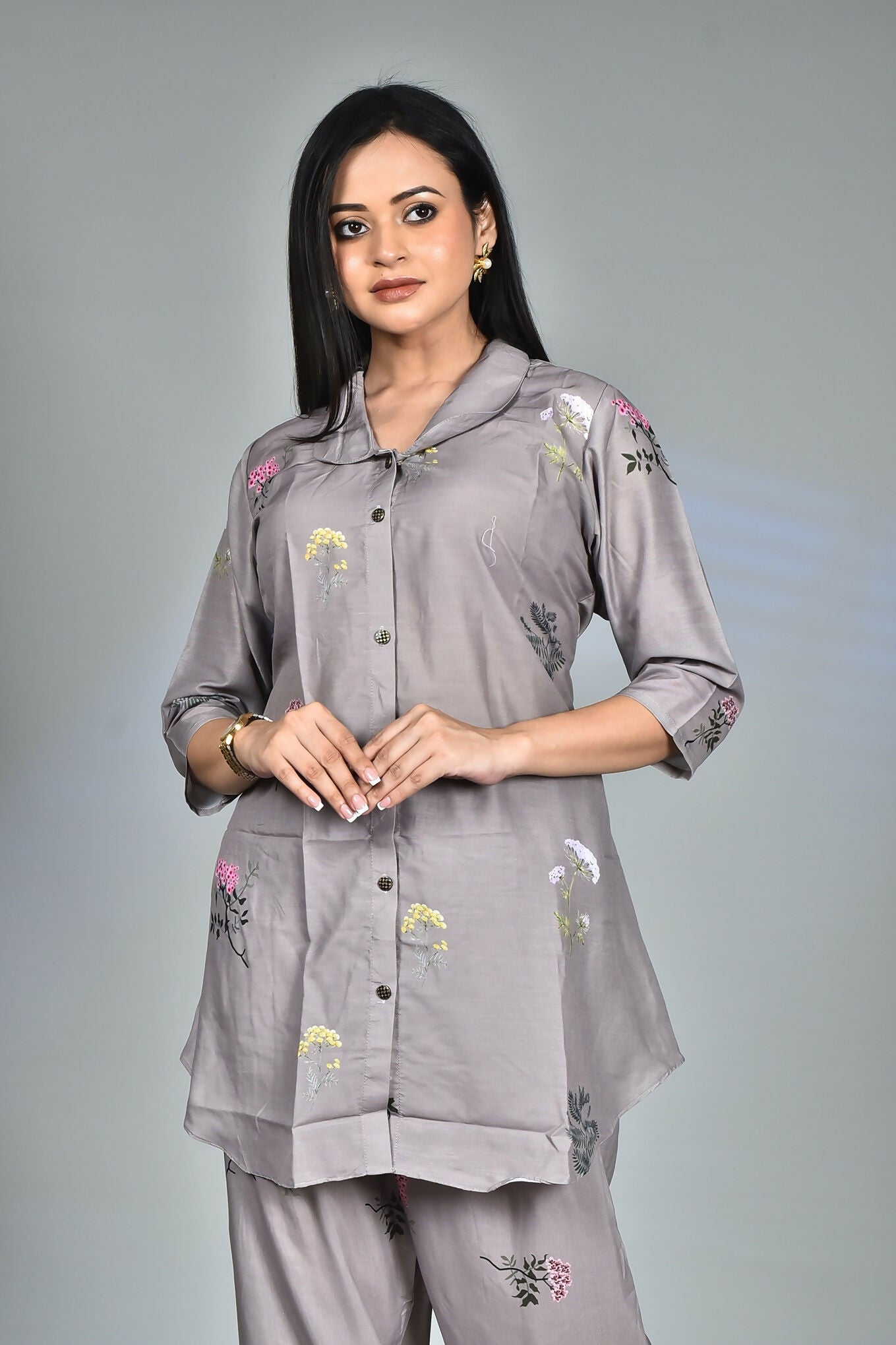 Morchari Digital Print Semi Muslin Co-Ord Set Top & Trouser-Multicolor - Swadesiicart