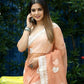 Vamsee Cotton Kerry Orange Organza Saree - Swadesiicart