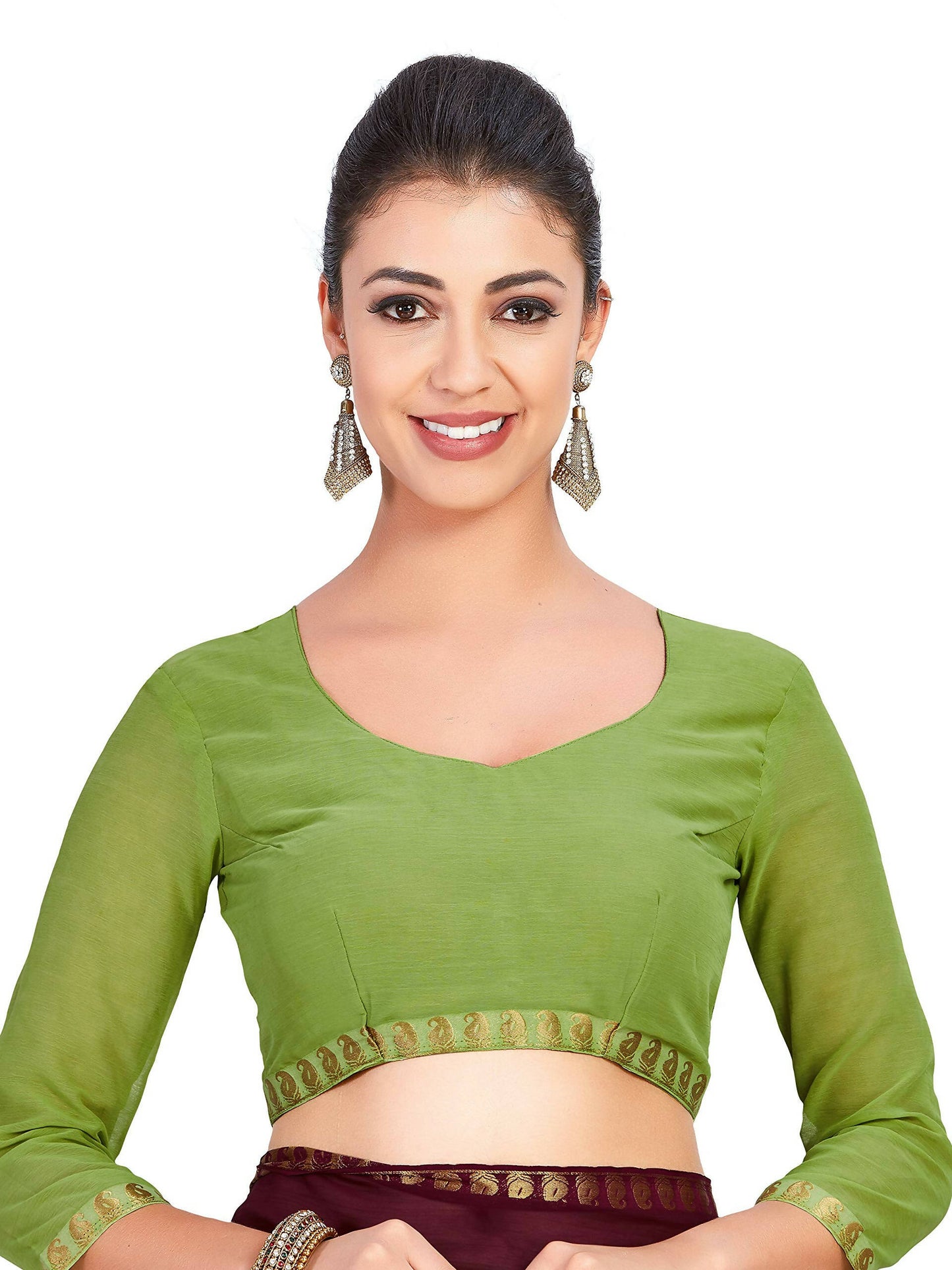 Mimosa Women's Green Chiffon Banarasi Silk Saree | Swadesiicart