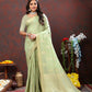 Lorenvalley Fashion Seagreen Cotton Woven Design with Zari Weaving Design Saree - Swadesiicart