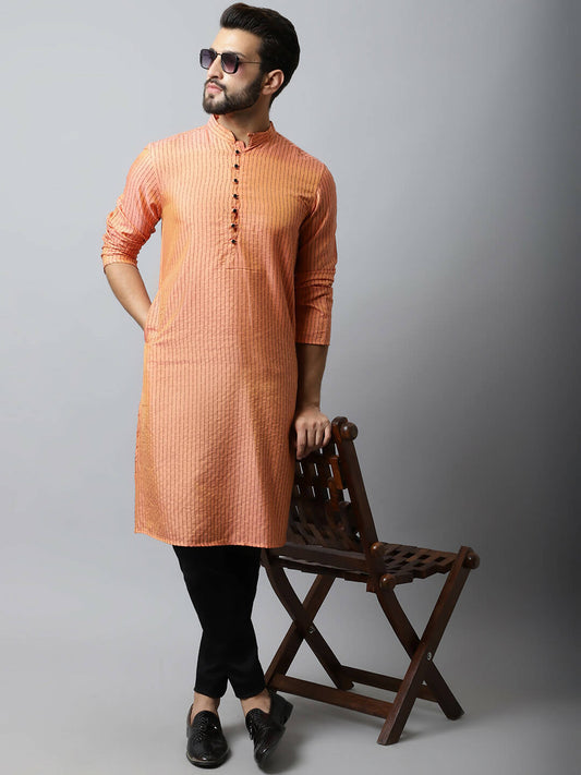Even Apparels Red Color Pure Cotton Men's Kurta With Side Placket (STR1199) | Swadesiicart