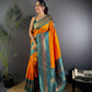 Joban Fashion Banarasi Orange Woven Soft Silk Saree | Swadesiicart