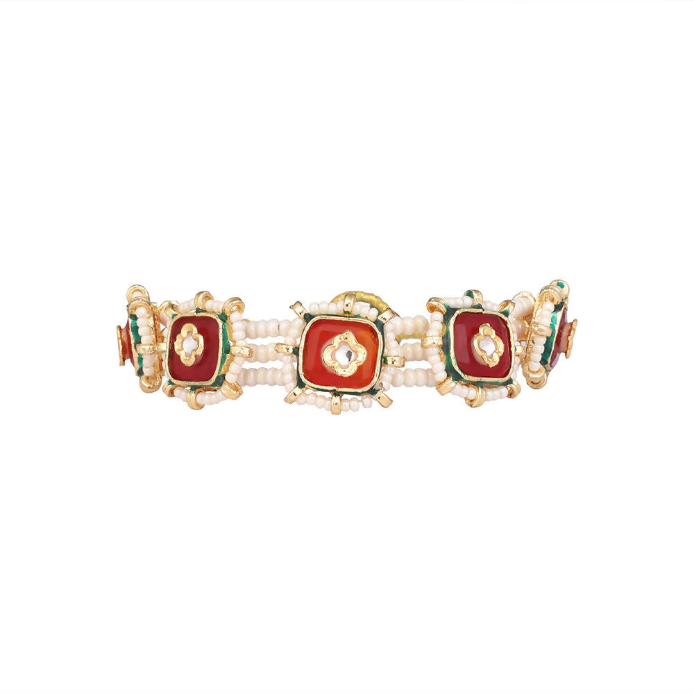 Nuyug 22K Gold Plated Red Serene Pochi Bangles | Swadesiicart