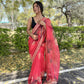 Vamsee Kali Patti Red Organza Saree - Swadesiicart