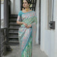 Vishnu Weaves Women's Sea-Green Paithani Silk Saree with Blouse - Swadesiicart