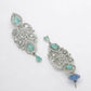 NVR Women Silver Plated & Turquoise Cz Stone Handcrafted Jewellery Set - Swadesiicart