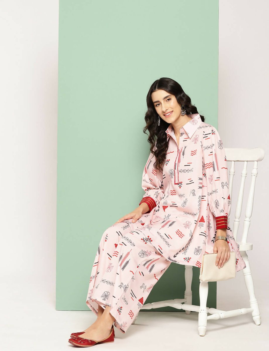 Ahalyaa Women's Traditional Wear Co-ods - Peach | Swadesiicart