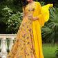 Janasya Yellow Georgette Floral Lehenga Choli Dupatta | Swadesiicart
