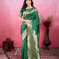 Vedant Vastram Banarasi Silk Fashion Saree - Green | Swadesiicart
