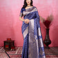 Vedant Vastram Banarasi Silk Fashion Saree - Navy | Swadesiicart