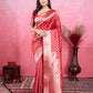 Vedant Vastram Banarasi Silk Fashion Saree - Red | Swadesiicart