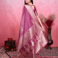 Vedant Vastram Banarasi Silk Fashion Saree - Wine | Swadesiicart