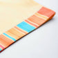Ahalyaa Peach-Coloured & Blue Printed Striped Asymmetric Taselled Kaftan Kurta Palazzos | Swadesiicart
