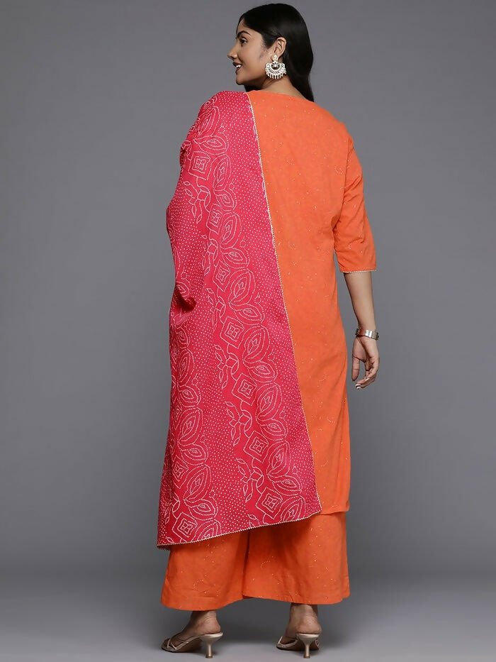 Ahalyaa Women's Traditional wear Kurta Set - Orange | Swadesiicart