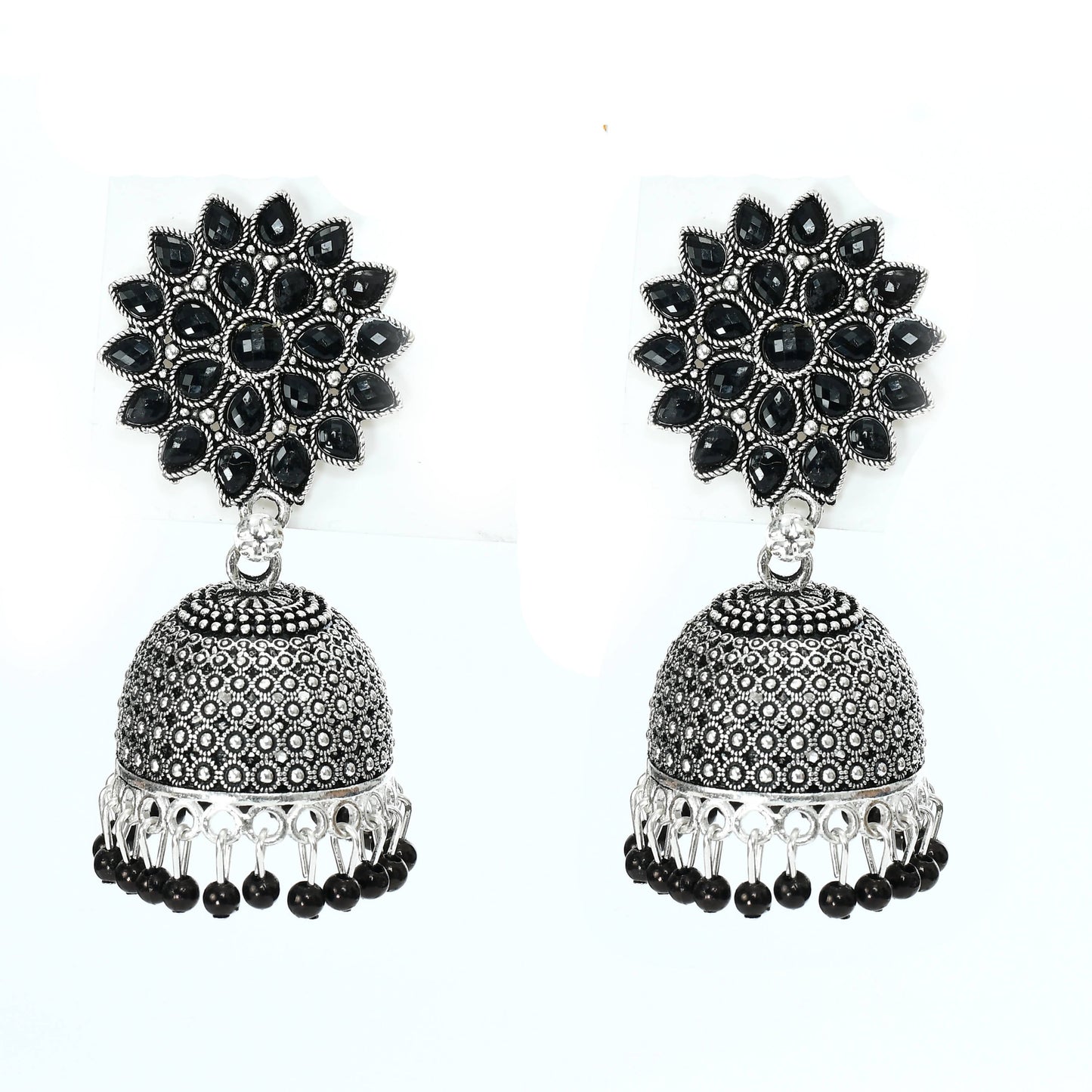 Mominos Fashion Johar Kamal Beautiful Kundan Work Jhumka With Black Beads - Mominos Fashion