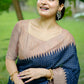 Vishnu Weaves Women's Blue Tussar Silk Woven Saree with Blouse - Swadesiicart