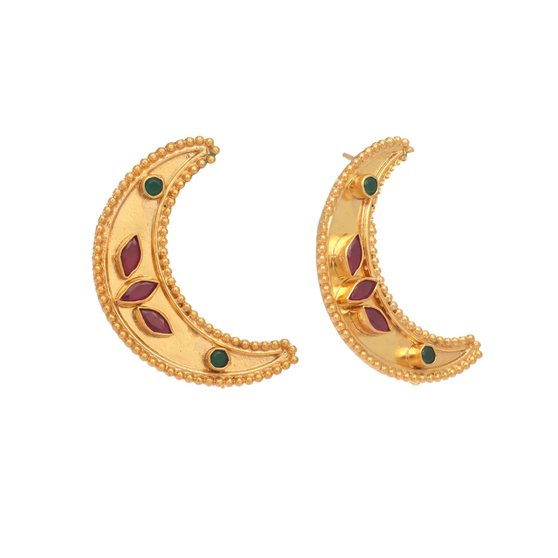 Nuyug 22K Gold Plated Pink Lunar Earrings | Swadesiicart