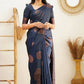 DEIANA'S Beautiful Designer Golden zari Soft Lichi Silk Saree - Navy Blue - Swadesiicart