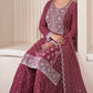 Anaita Maroon Embroidered Work Silk Stitched Sharara suit