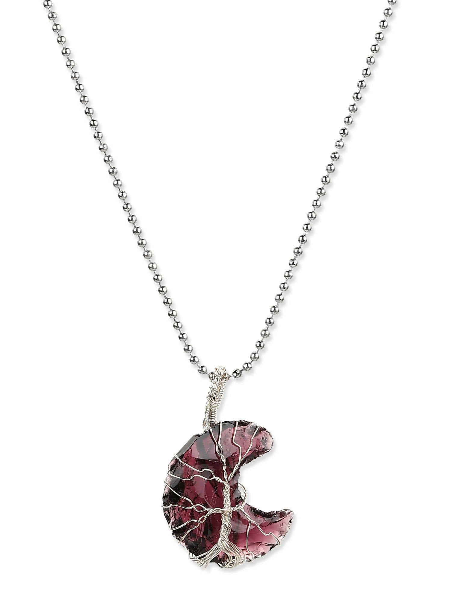 Women's Silver-Toned Purple Silver-Plated Handcrafted Chain - Ruby Raang | Swadesiicart