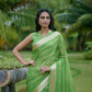 Vishnu Weaves Women's Green Organza Silk Zari Woven Saree with Blouse - Swadesiicart