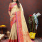 Lorenvalley Fashion Cream Kanjivaram Silk Woven Design with Zari Weaving Saree - Swadesiicart