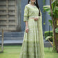 Juniper Green Santoon Slub Festive Foil Print Straight Lehnga Choli Set For Women | Swadesiicart
