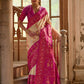 Vishnu Weaves Women's Cream Banarasi Silk Kalamkari Zari Woven Saree with Blouse - Swadesiicart