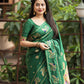 Green Pure Silk Woven Design Saree with Unstitched Blouse - Hiral Fashion | Swadesiicart