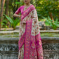 Vishnu Weaves Women's Cream Pashmina Silk Thread Woven Saree with Blouse - Swadesiicart