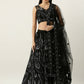 House of Panchhi Women Black Net Sequins Embroidered Lehenga & Blouse with Dupatta | Swadesiicart