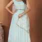 Blue Georgette Crush Mirror Work Gown With Duppatta - Shaili