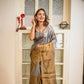 Exclusive Collection Beautiful Gray Copper Tissue Silk Hand Weaving Handloom Saree With Running Blouse Piece - Swadesiicart