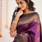 DEIANA'S Beautiful Designer Golden zari Soft Lichi Silk Saree - Purple - Swadesiicart