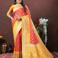 Lorenvalley Fashion Red & Yellow Patola Silk Woven Design Meenakari Weaving Saree - Swadesiicart