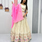 Teeya Creation Cream Color Banarasi Silk Heavy Embroidery Work Fully Stitched Lehenga Choli | Swadesiicart
