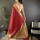 Joban Fashion Brick Red Small Butti Banarasi Silk Sarees | Swadesiicart