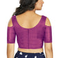Aastha Fashion Women's Purple Art Silk Cold Shoulder Sleeve Readymade Blouse