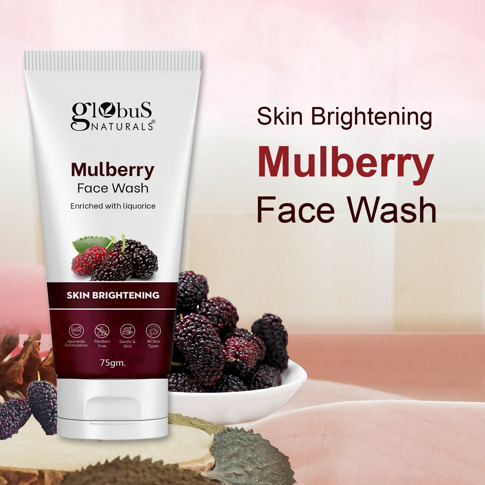 Globus Naturals Mulberry Fairness Face Wash, Suitable For All Skin Types | Swadesiicart