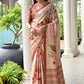 Vishnu Weaves Women's Coffee Satin Silk Printed Saree with Blouse - Swadesiicart