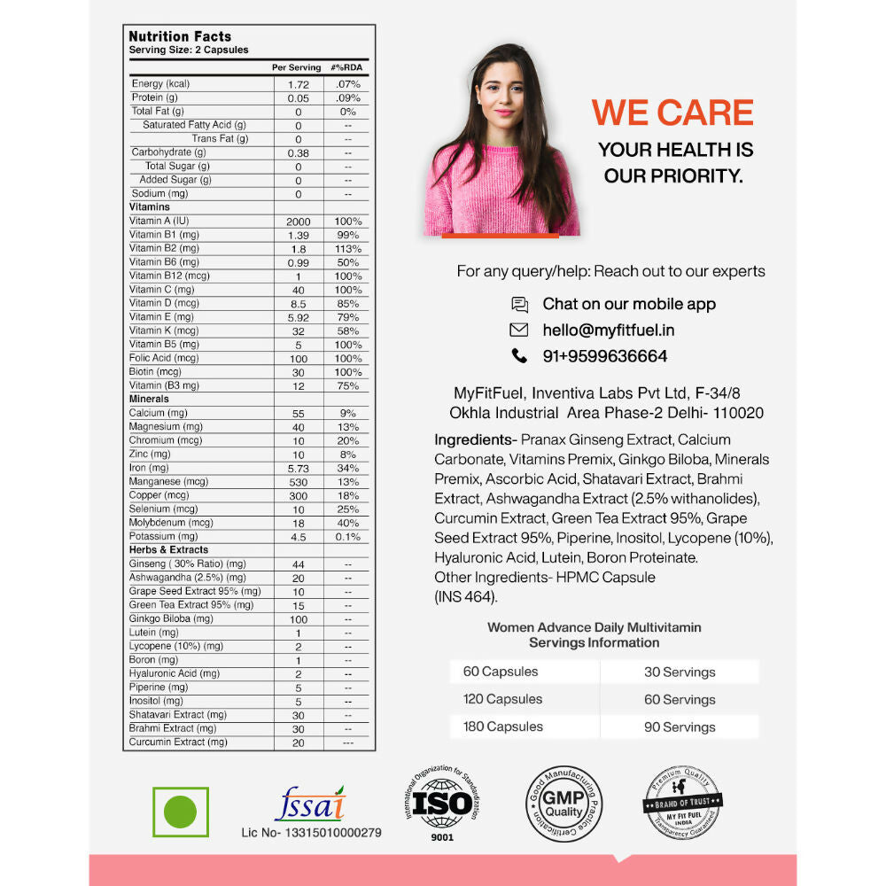 MyFitFuel Women Advance Daily Essential Multivitamin Capsules | Swadesiicart