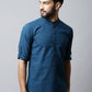 Even Apparels Navy blue Color Pure Cotton Men's Kurta With Side Placket (CHK1056) | Swadesiicart